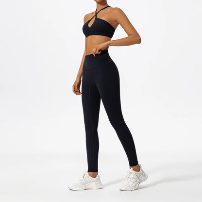 Two-Piece Women'S Sports Set Chest Crossover Yoga Clothes Female Gym Bandeau Sports Bra Suits Sport Outfit for Woman