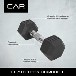 Barbell, 3Lb Rubber Hex Dumbbell, Single