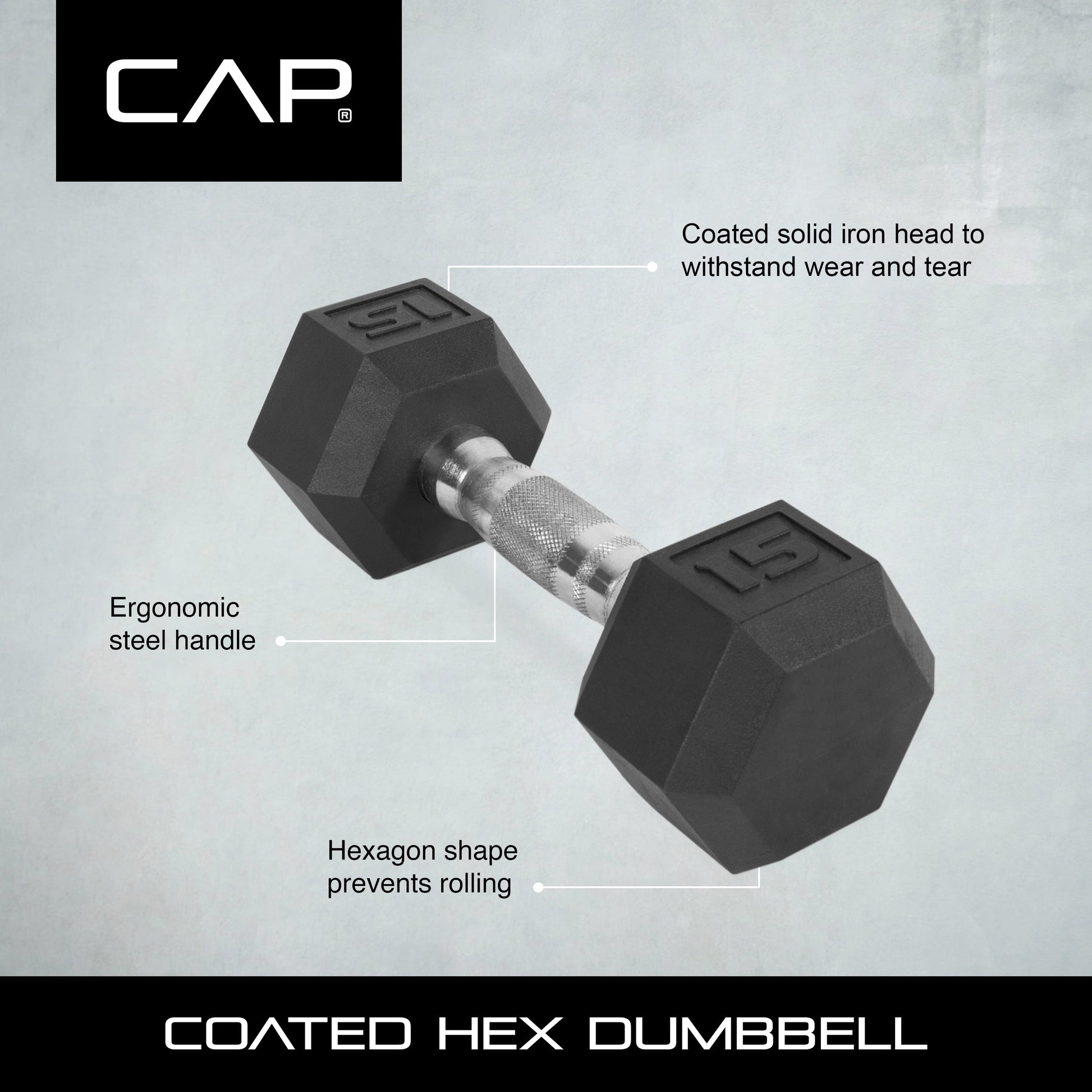 Barbell, 3Lb Rubber Hex Dumbbell, Single