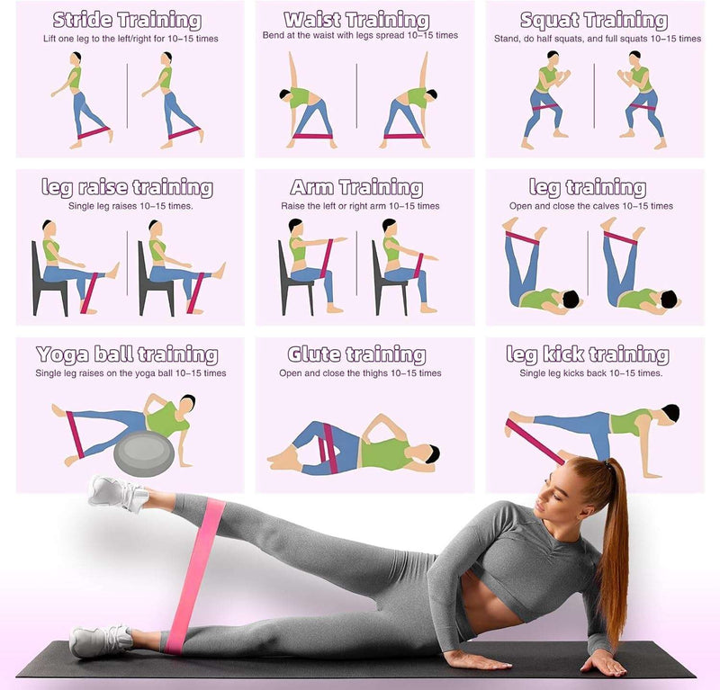 Resistance Loop Exercise Bands, Resistance Bands Exercise Bands for Home Fitness, Stretching, Strength Training, Physical Therapy,Elastic Workout Bands for Women Men Kids, Set of 5