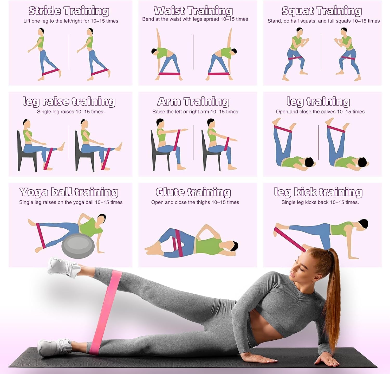 Resistance Loop Exercise Bands, Resistance Bands Exercise Bands for Home Fitness, Stretching, Strength Training, Physical Therapy,Elastic Workout Bands for Women Men Kids, Set of 5