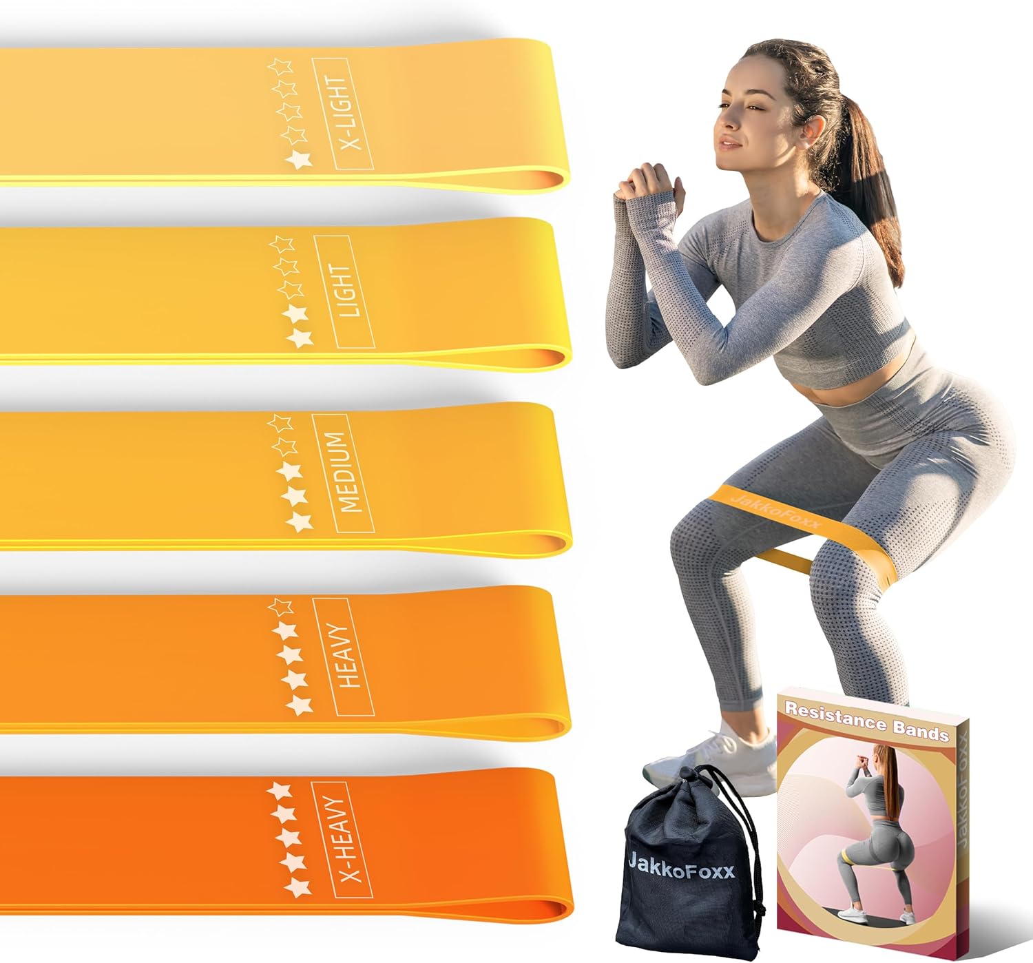 Resistance Bands Exercise Bands for Home Fitness Workout Bands for Women Men Kids, Set of 5