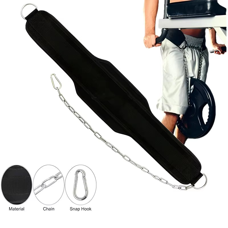 1Pcs New Style Weight Lifting Back Gym with Chain for Fitness Bodybuilding Pull up Strength Training Load Waist Strap Thicken