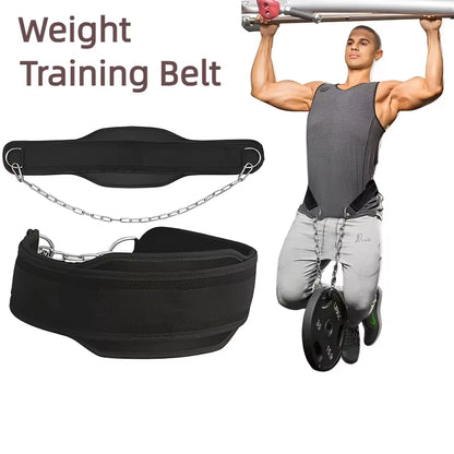 1Pcs New Style Weight Lifting Back Gym with Chain for Fitness Bodybuilding Pull up Strength Training Load Waist Strap Thicken