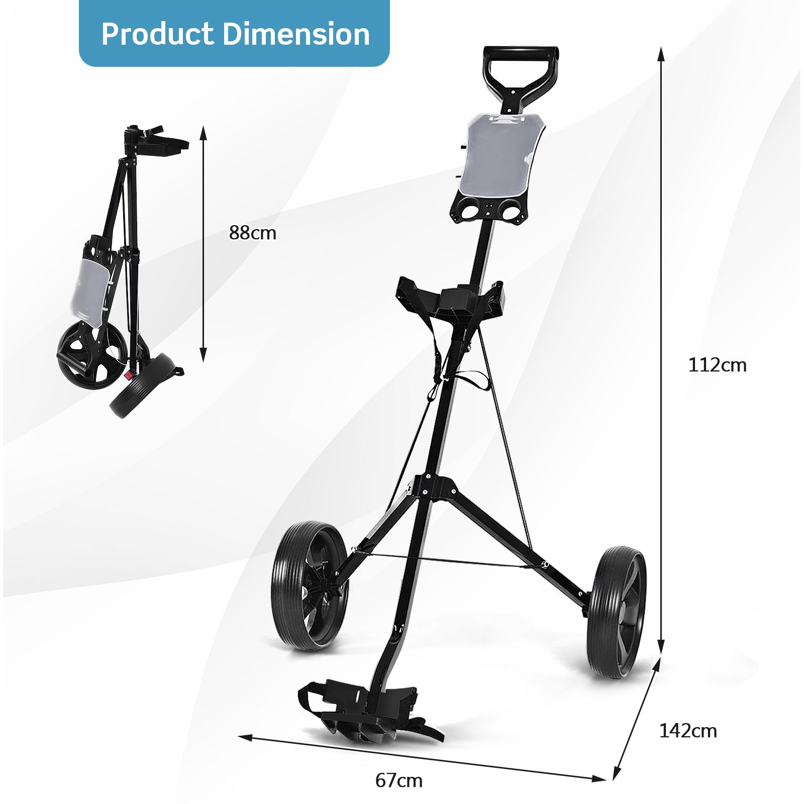 Foldable 2 Wheels Foldable Golf Cart with Scoreboard