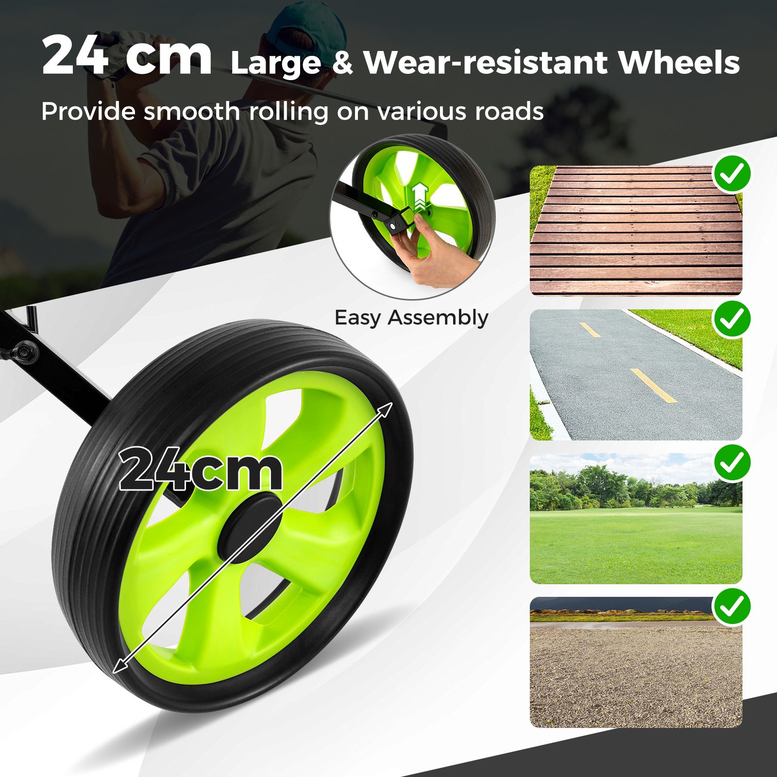 Foldable 2 Wheels Foldable Golf Cart with Scoreboard