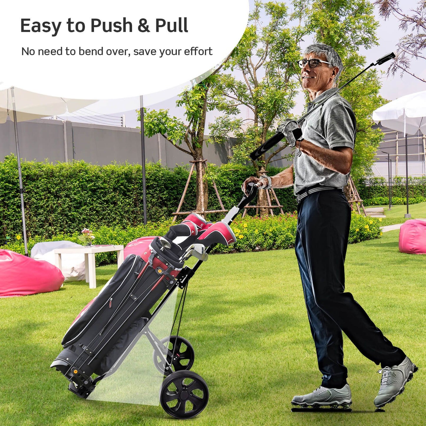 Foldable 2 Wheels Foldable Golf Cart with Scoreboard