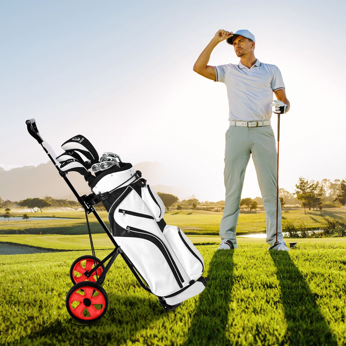Foldable 2 Wheels Foldable Golf Cart with Scoreboard