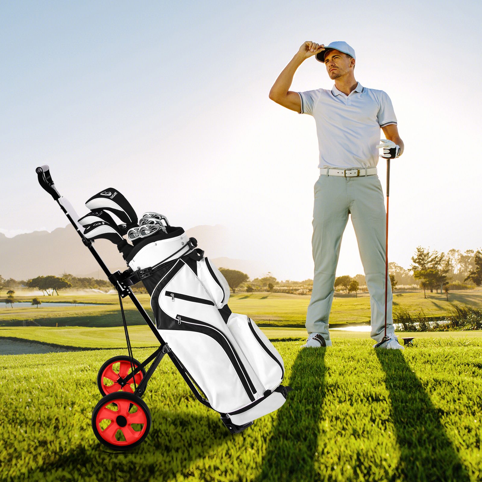 Foldable 2 Wheels Foldable Golf Cart with Scoreboard