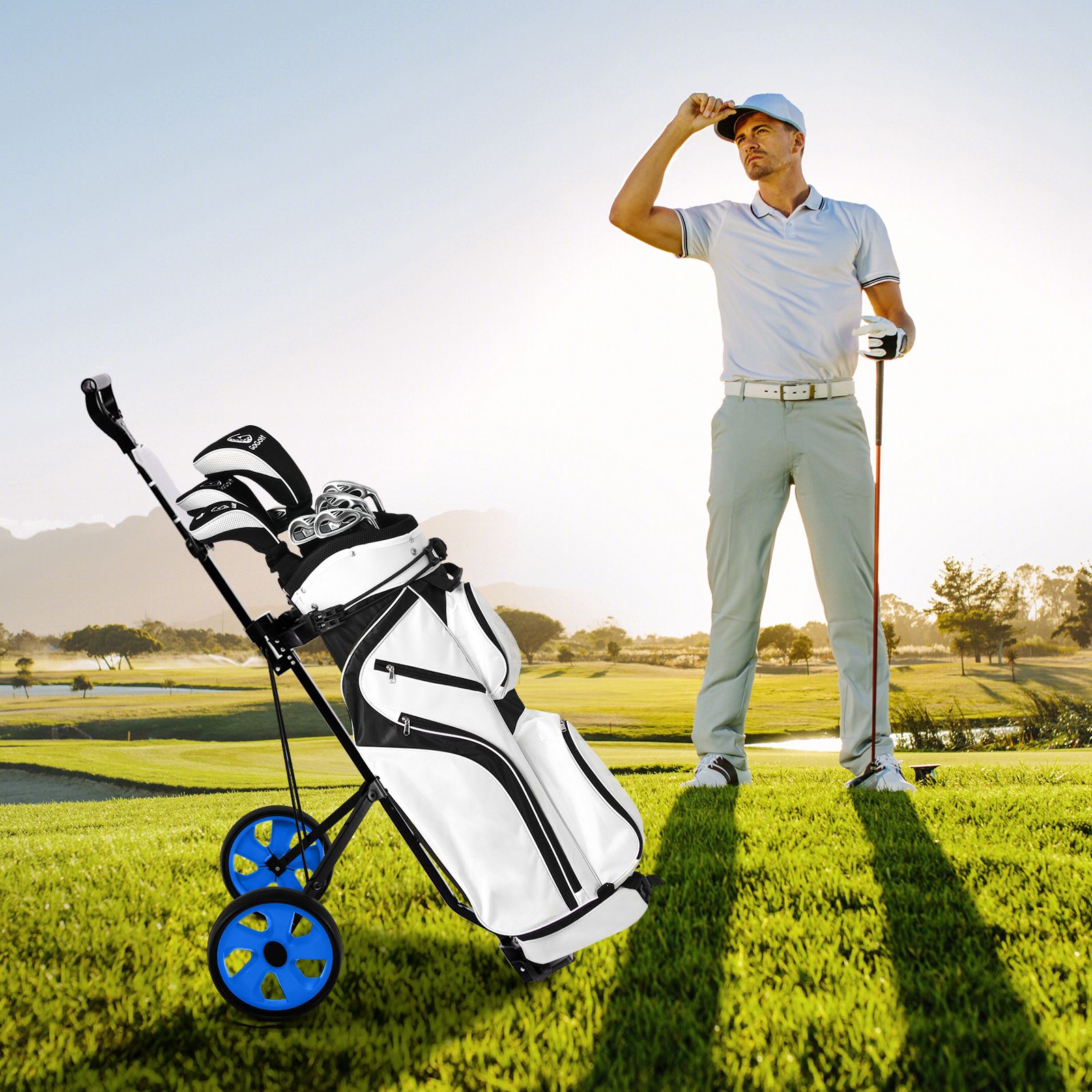 Foldable 2 Wheels Foldable Golf Cart with Scoreboard