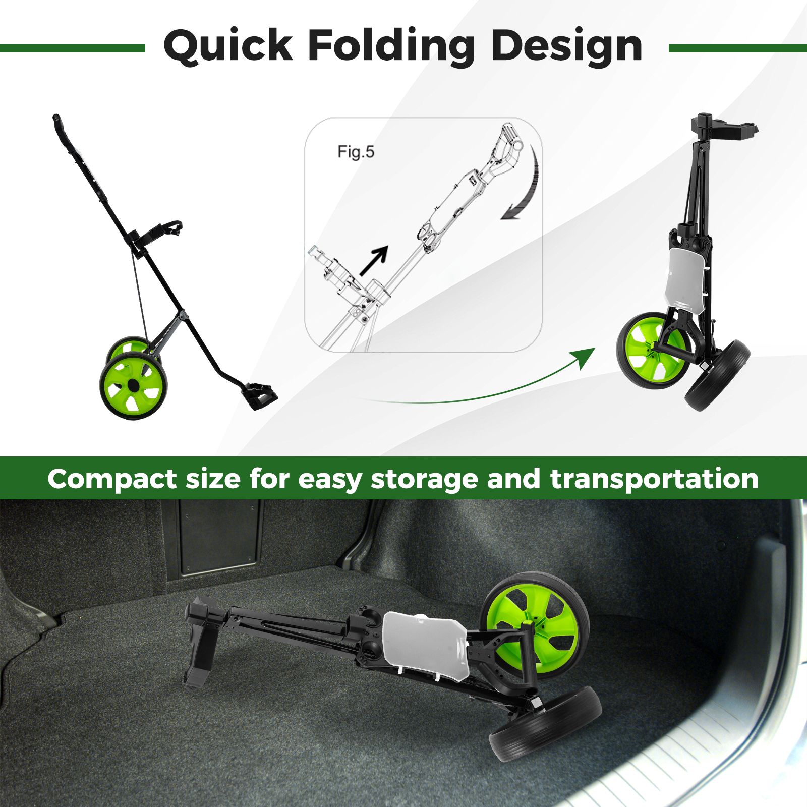 Foldable 2 Wheels Foldable Golf Cart with Scoreboard