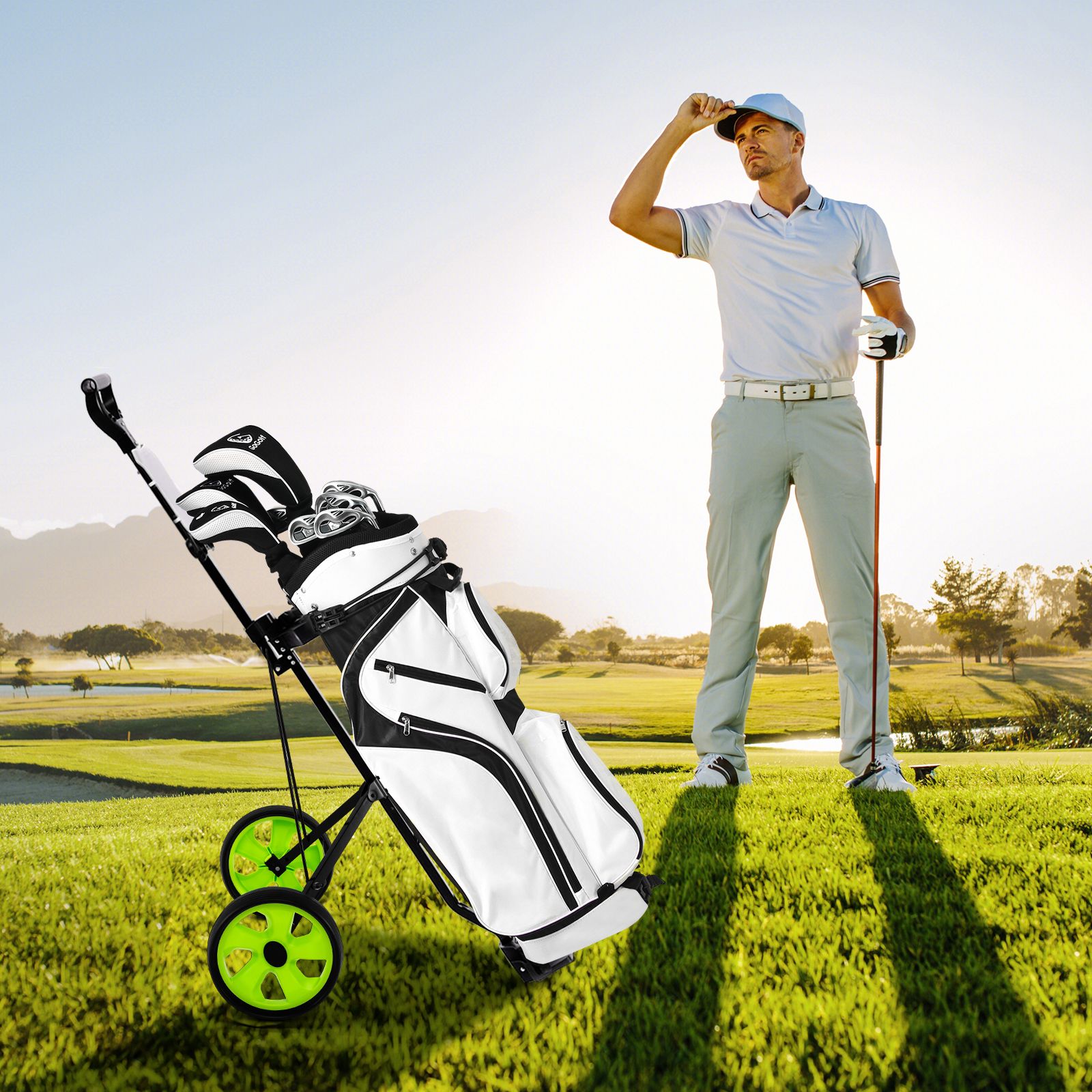 Foldable 2 Wheels Foldable Golf Cart with Scoreboard
