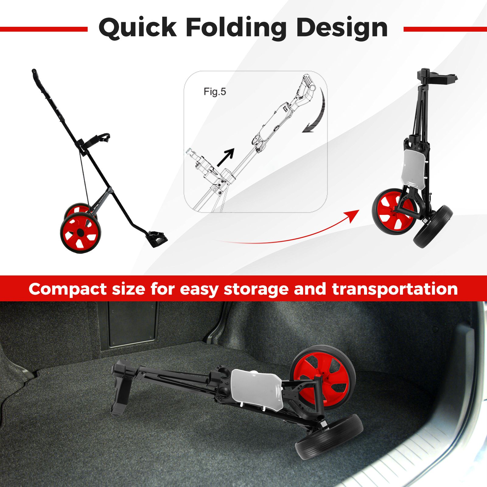 Foldable 2 Wheels Foldable Golf Cart with Scoreboard