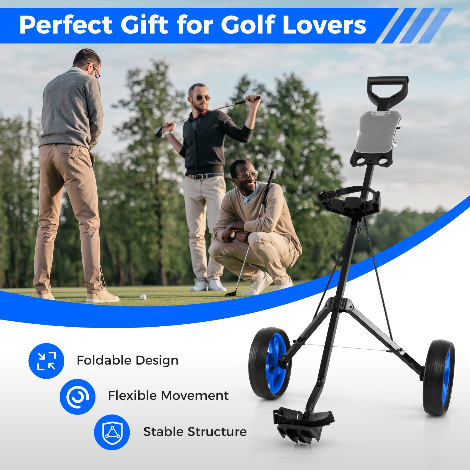Foldable 2 Wheels Foldable Golf Cart with Scoreboard
