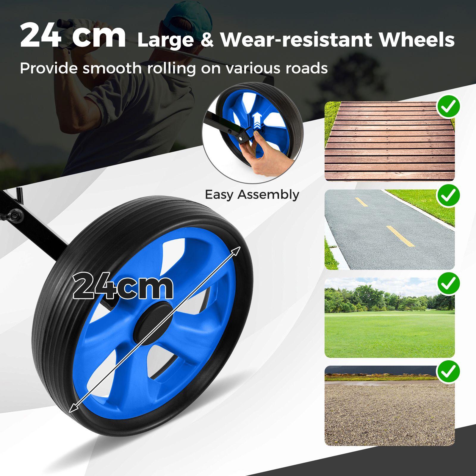 Foldable 2 Wheels Foldable Golf Cart with Scoreboard