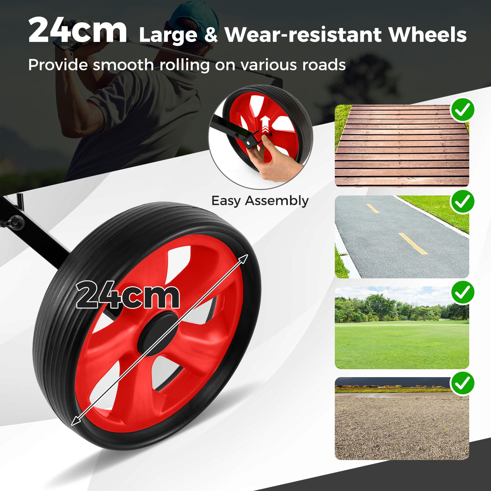 Foldable 2 Wheels Foldable Golf Cart with Scoreboard