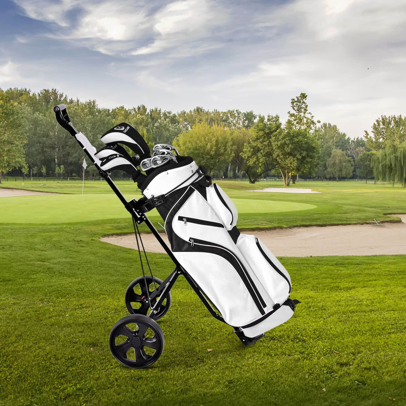 Foldable 2 Wheels Foldable Golf Cart with Scoreboard