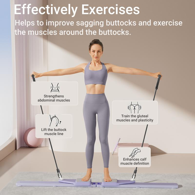 Ultimate Multi-Functional Split-Style Detachable Pilates Abdominal Board, Split Abs Slide Roller Board, Simulated Skiing, Abdominal, Leg and Core Strength Training Equipment, Home Pilates Reformer with Knee Mat for Home Gym Core & Ab Strength Training