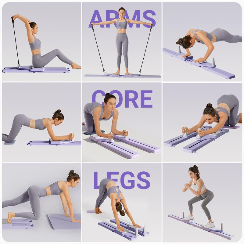 Ultimate Multi-Functional Split-Style Detachable Pilates Abdominal Board, Split Abs Slide Roller Board, Simulated Skiing, Abdominal, Leg and Core Strength Training Equipment, Home Pilates Reformer with Knee Mat for Home Gym Core & Ab Strength Training