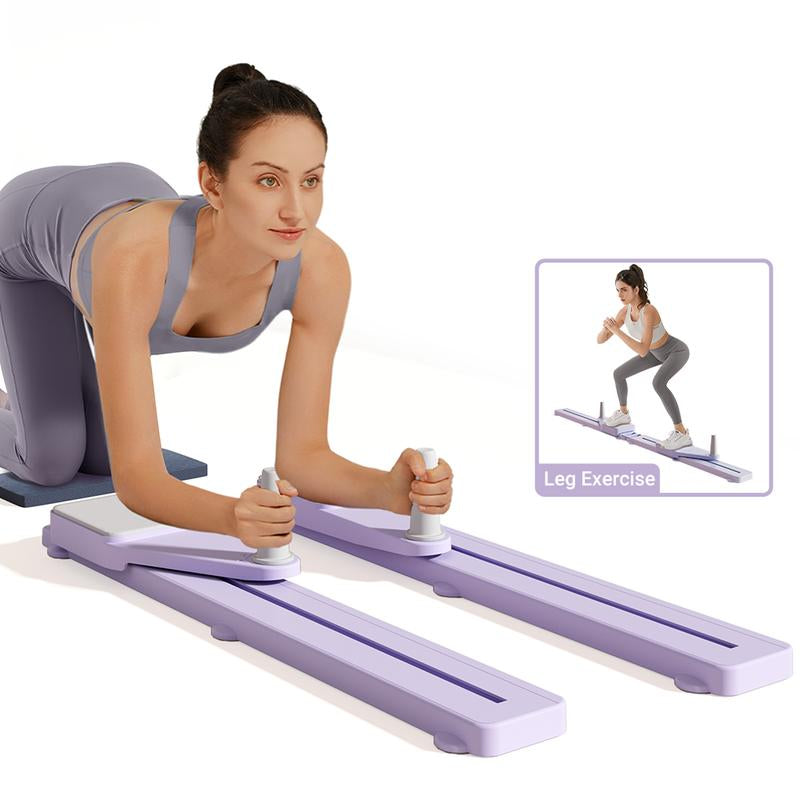 Ultimate Multi-Functional Split-Style Detachable Pilates Abdominal Board, Split Abs Slide Roller Board, Simulated Skiing, Abdominal, Leg and Core Strength Training Equipment, Home Pilates Reformer with Knee Mat for Home Gym Core & Ab Strength Training