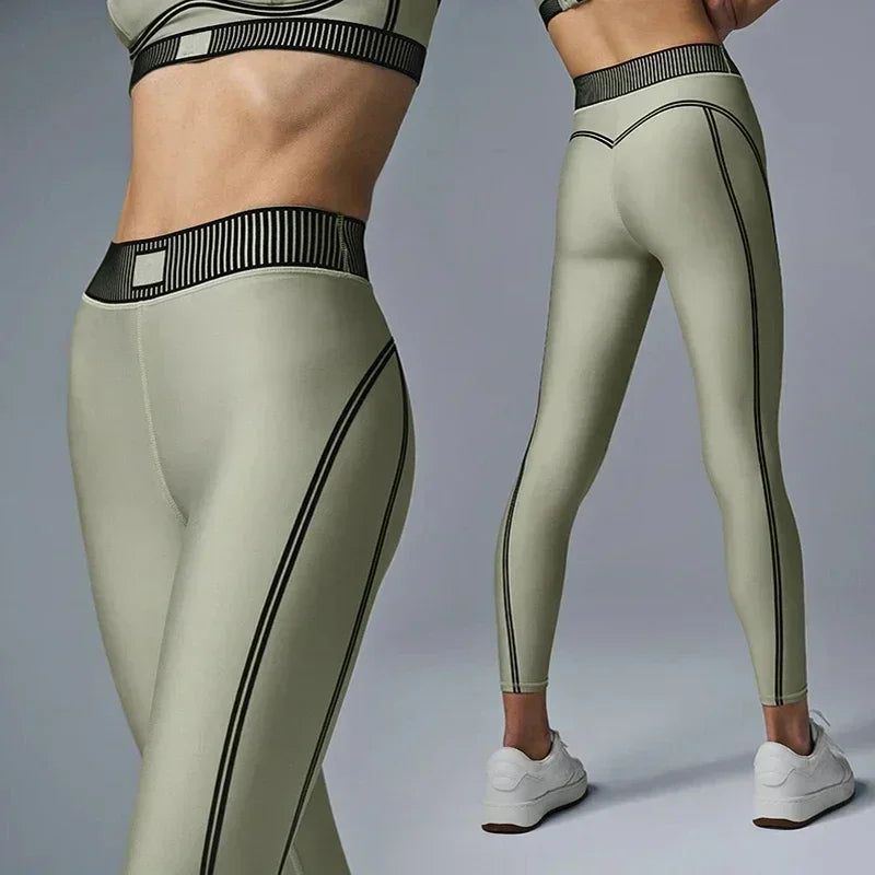 AL Slim Women'S Yoga Set Air Lift High Waist 7/8 Line up Legging Bra with Pads Fit Comfortable Fitness Set Outdoor Legging