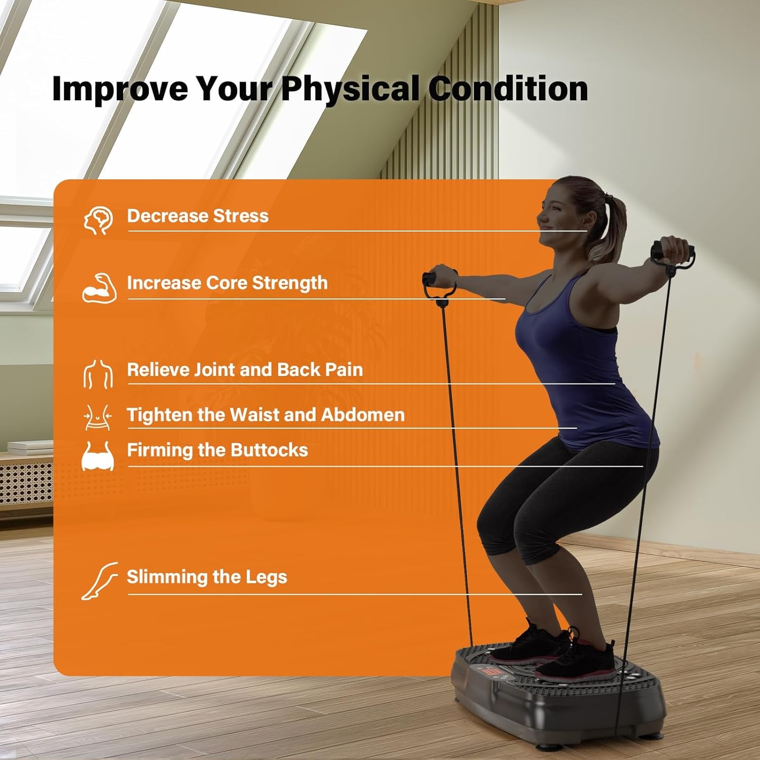 Vibration Plate Exercise Machine:  Weight Loss and Lymphatic Drainage Vibrating Plates, Whole Body Workout Sculpting Platform for Home Fitness Fat Burner for Women Men