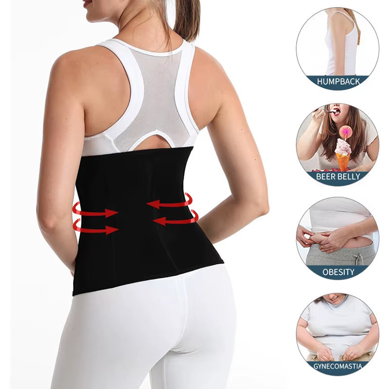 Women Waist Trainer Trimmer Corset Sweat Belly Band Sports Girdle Sauna Suit Waist Trimmer Sweat Bands for Stomach