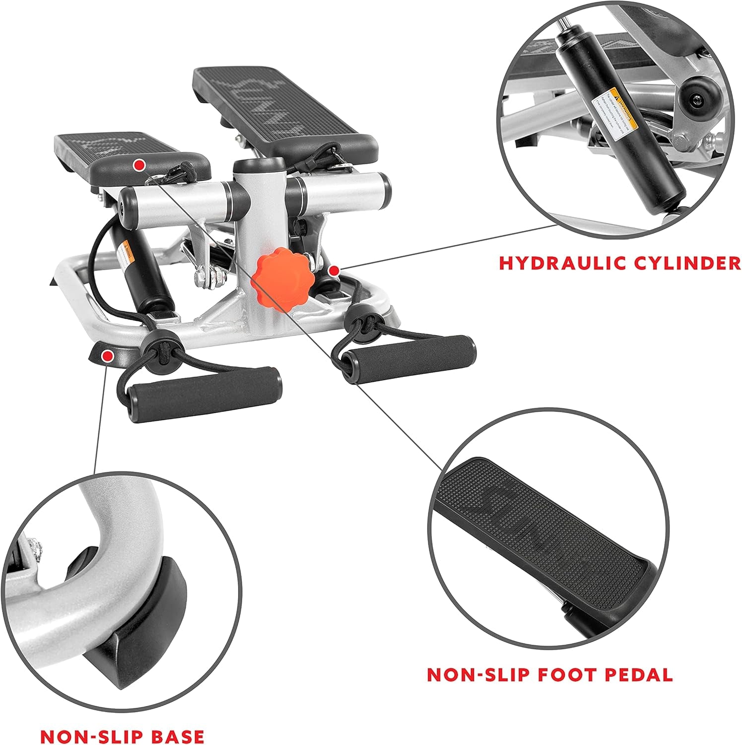 Mini Steppers for Exercise at Home, Stair Step Workout Machine, Full Body Cardio Equipment, with Optional Free Sunnyfit App Connection and Resistance Band