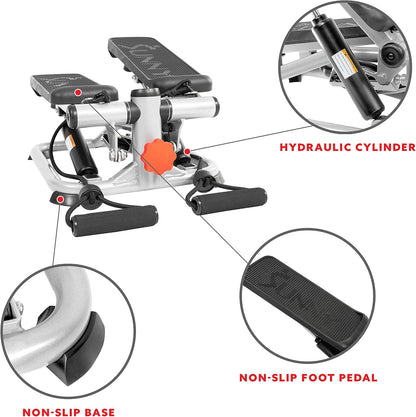 Mini Steppers for Exercise at Home, Stair Step Workout Machine, Full Body Cardio Equipment, with Optional Free Sunnyfit App Connection and Resistance Band