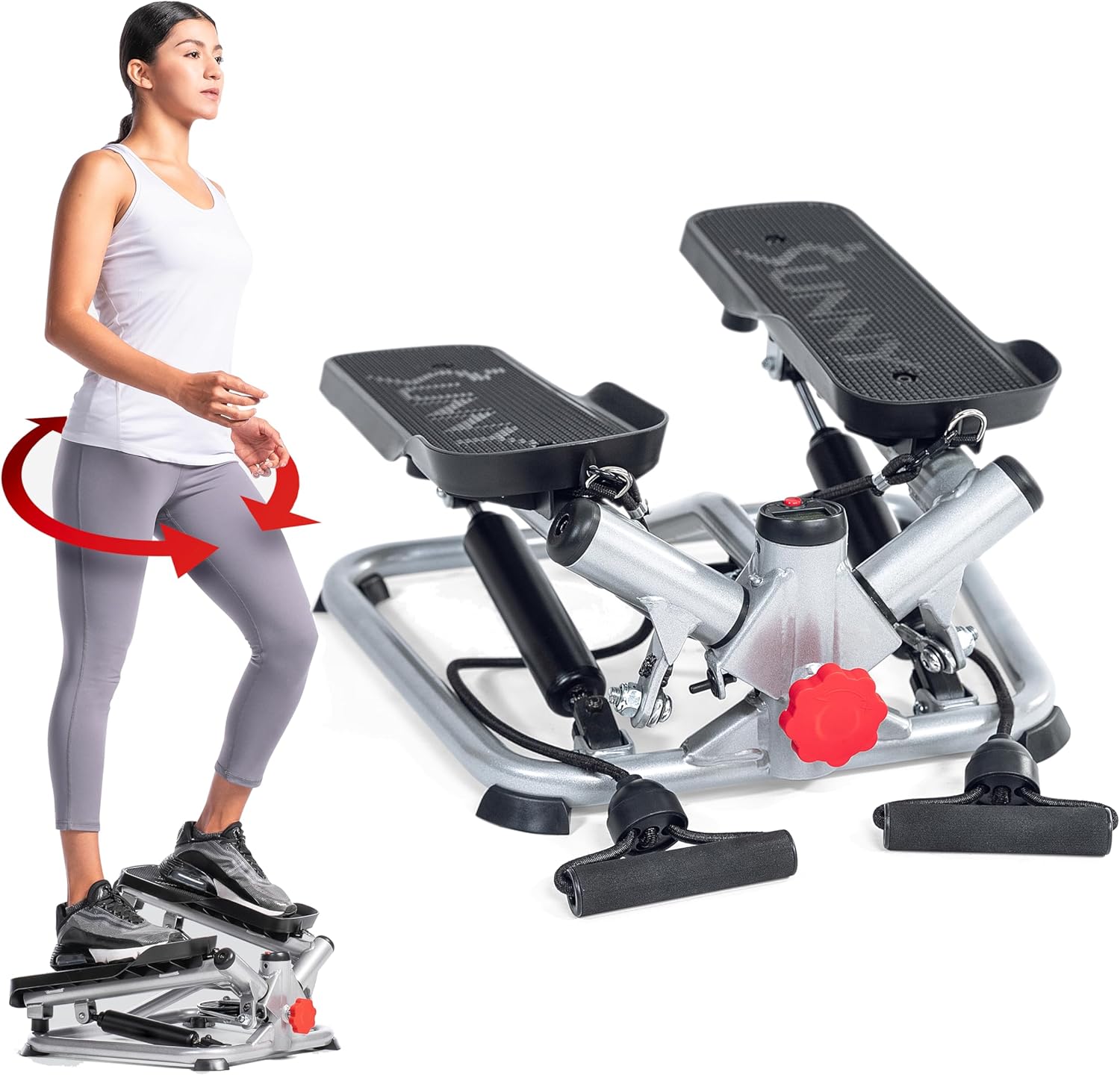 Mini Steppers for Exercise at Home, Stair Step Workout Machine, Full Body Cardio Equipment, with Optional Free Sunnyfit App Connection and Resistance Band