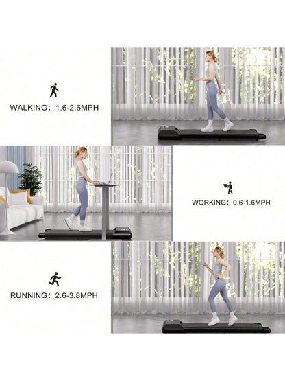 2024 Newest Smart Walking Pad Treadmill, under Desk Treadmill for Home Office, Quiet Portable Black Walking Treadmill with 2.5 , 265 Lbs Capacity