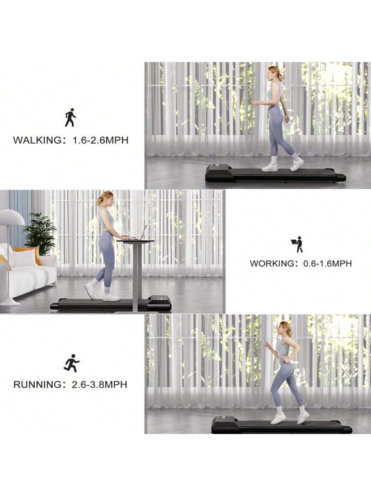 2024 Newest Smart Walking Pad Treadmill, under Desk Treadmill for Home Office, Quiet Portable Black Walking Treadmill with 2.5 , 265 Lbs Capacity