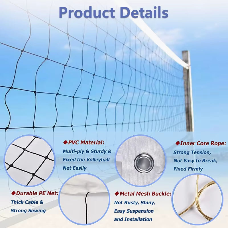 950Cm Professional Volleyball Net Beach Match Competition Sport Training Standard Easy Setup Outdoor Tennis Mesh Net Exercise