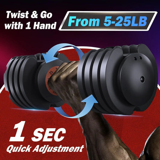Adjustable Dumbbells,Adjustable Dumbbell Set, 5 in 1 Free Weight Dumbbell,Fast Adjust Weight with Anti-Slip Handle and Tray For