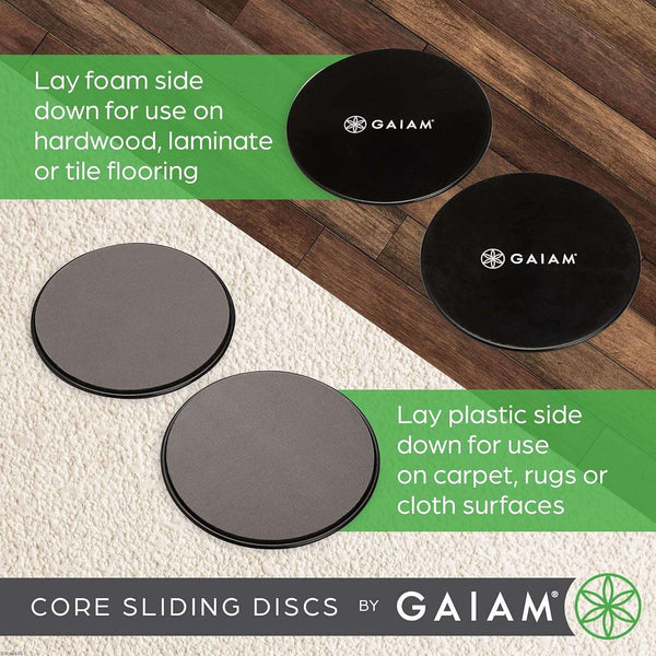 Core Sliding Discs - Dual Sided Workout Sliders for Carpet & Hardwood Floor - Home Ab Pads Exercise Equipment Fitness Sliders for Women and Men, Grey/Black