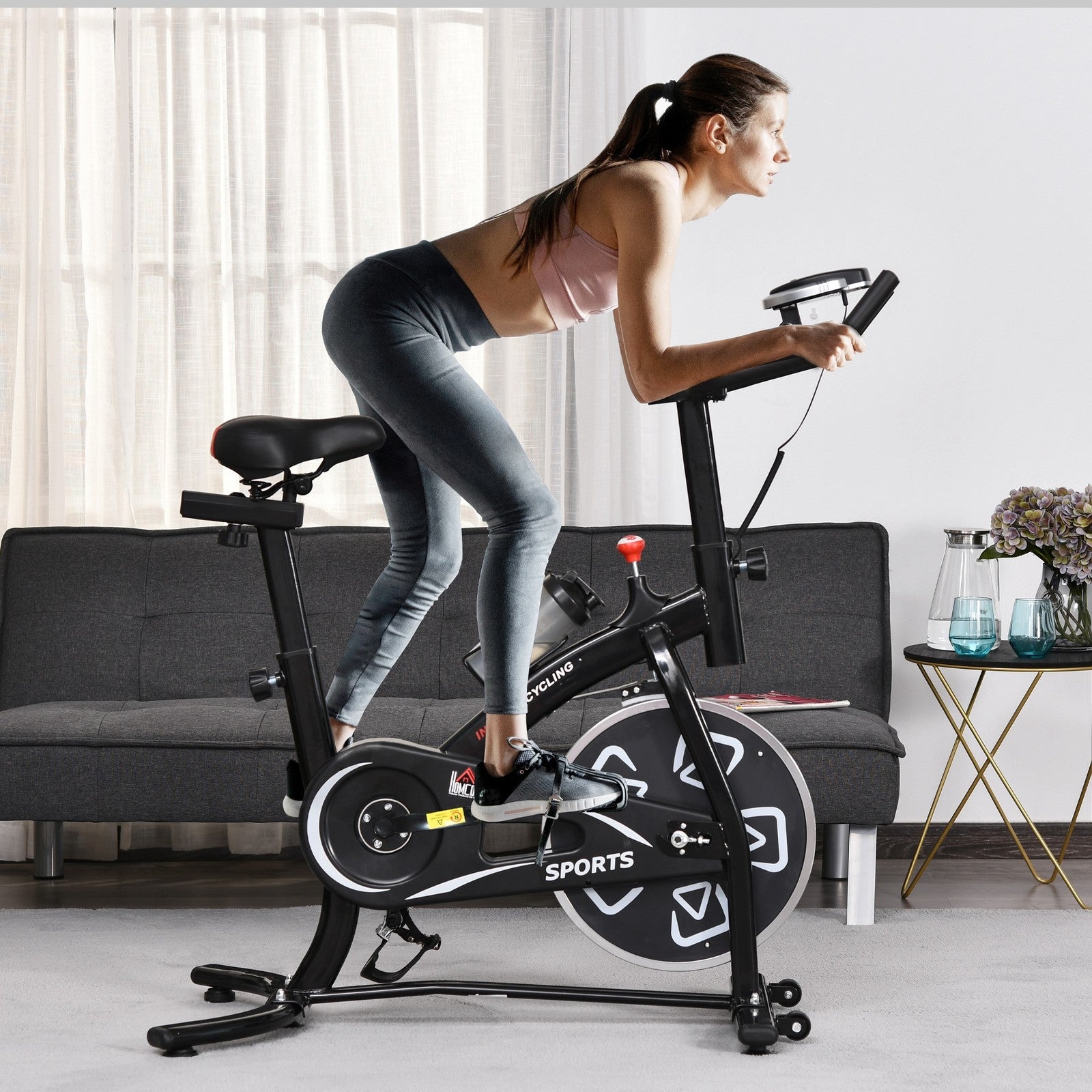 HOMCOM Exercise Training Bike Indoor Cycling Bicycle Trainer LCD Monitor