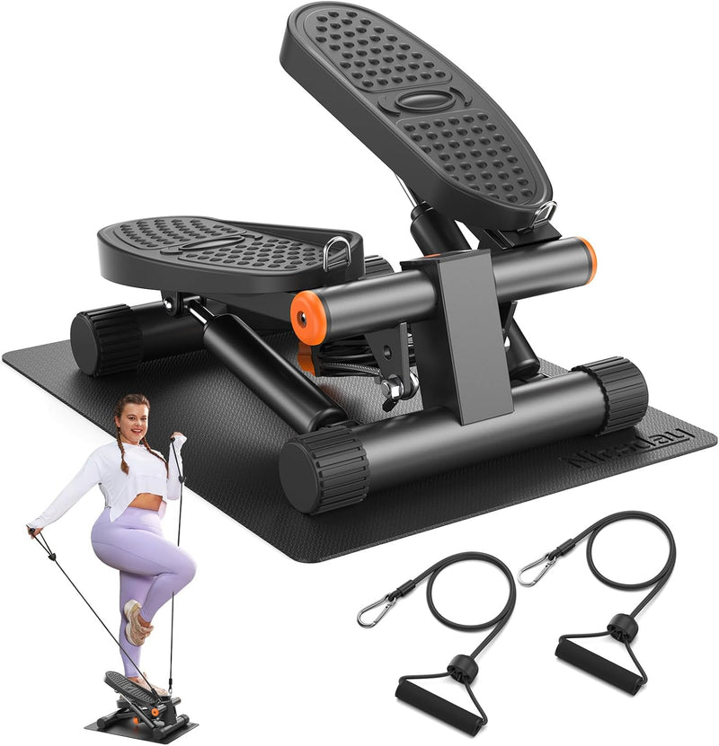 Steppers for Exercise, Mini Stair Stepper with Resistance Bands at Home Workout Equipment with 300LBS Loading Capacity, Hydraulic Fitness Stepper with LCD Monitor - Blend Bazaar