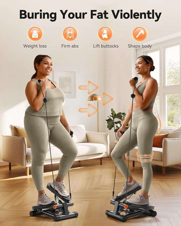 Steppers for Exercise, Mini Stair Stepper with Resistance Bands at Home Workout Equipment with 300LBS Loading Capacity, Hydraulic Fitness Stepper with LCD Monitor - Blend Bazaar