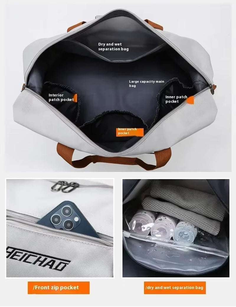 Large Capacity Travel Gym Bag Short-Distance Luggage Portable Fitness Bags Shoulder Crossbody Handbags Men'S Sports Waterproof B