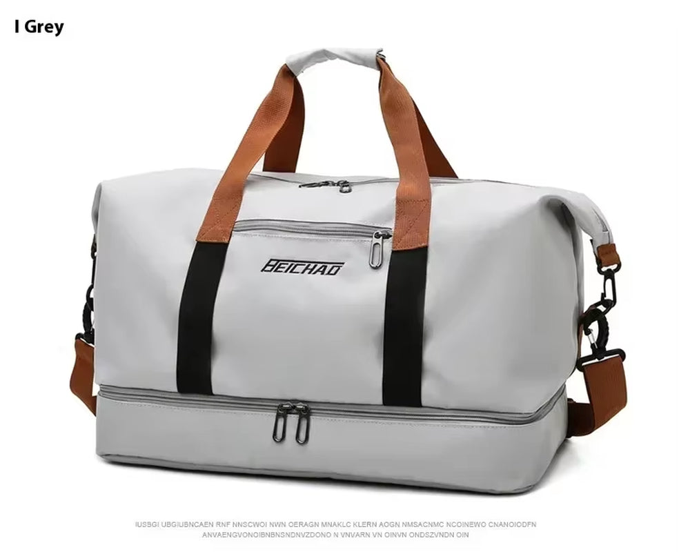 Large Capacity Travel Gym Bag Short-Distance Luggage Portable Fitness Bags Shoulder Crossbody Handbags Men'S Sports Waterproof B