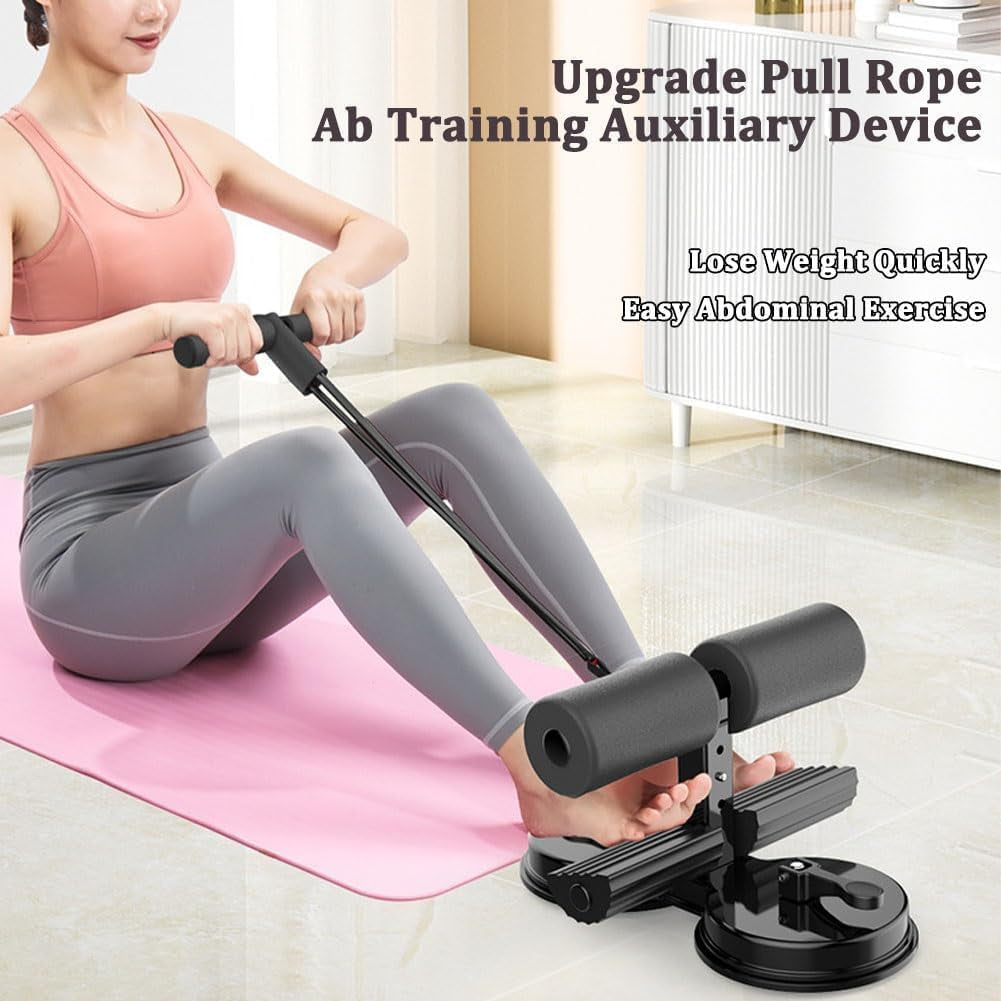 Ab Training Auxiliary Device, Adjustable Sit up Exercise Equipment for Home, Abdominal Muscles Full Body Training for Girl and Men, with Suction Cup and Resistance Band