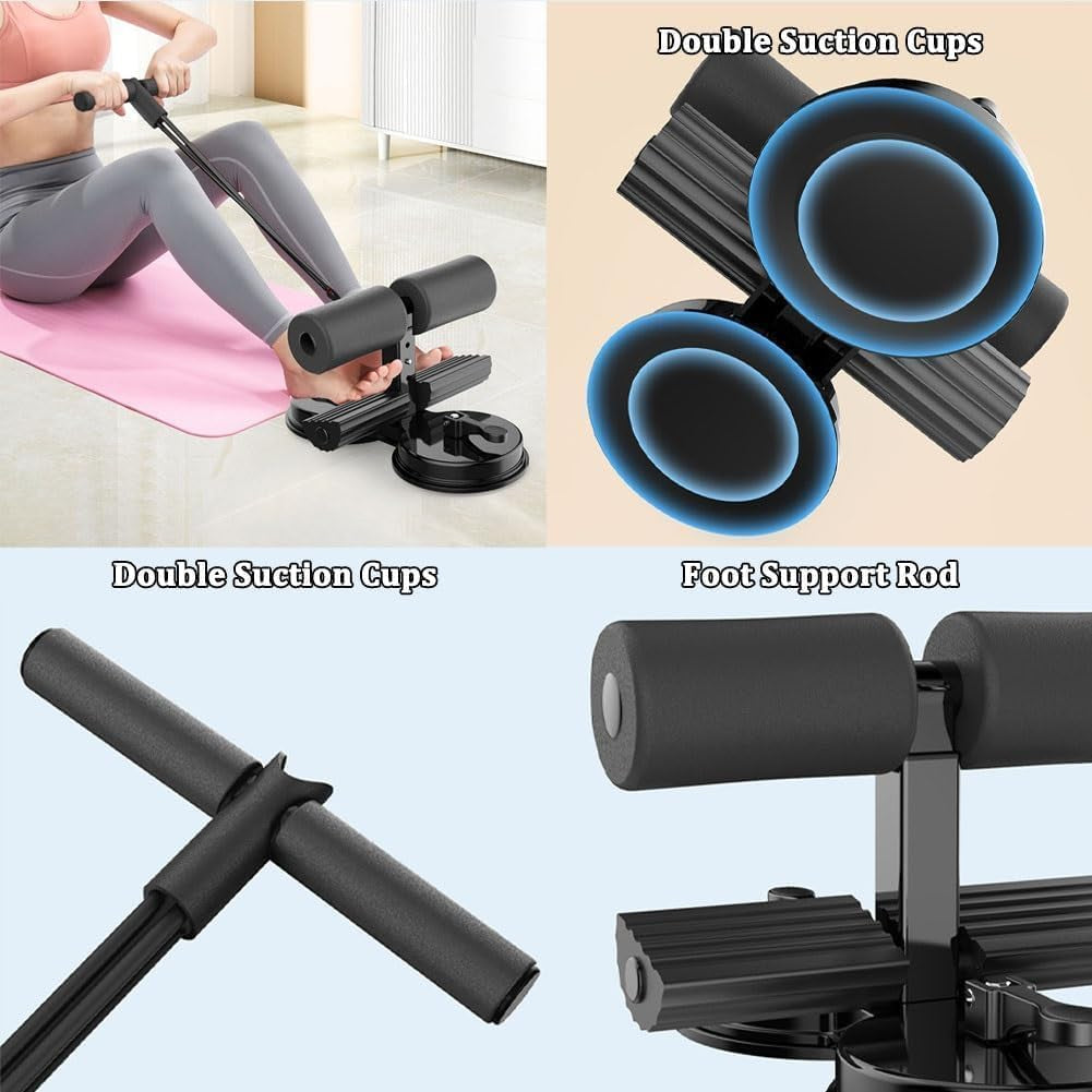 Ab Training Auxiliary Device, Adjustable Sit up Exercise Equipment for Home, Abdominal Muscles Full Body Training for Girl and Men, with Suction Cup and Resistance Band