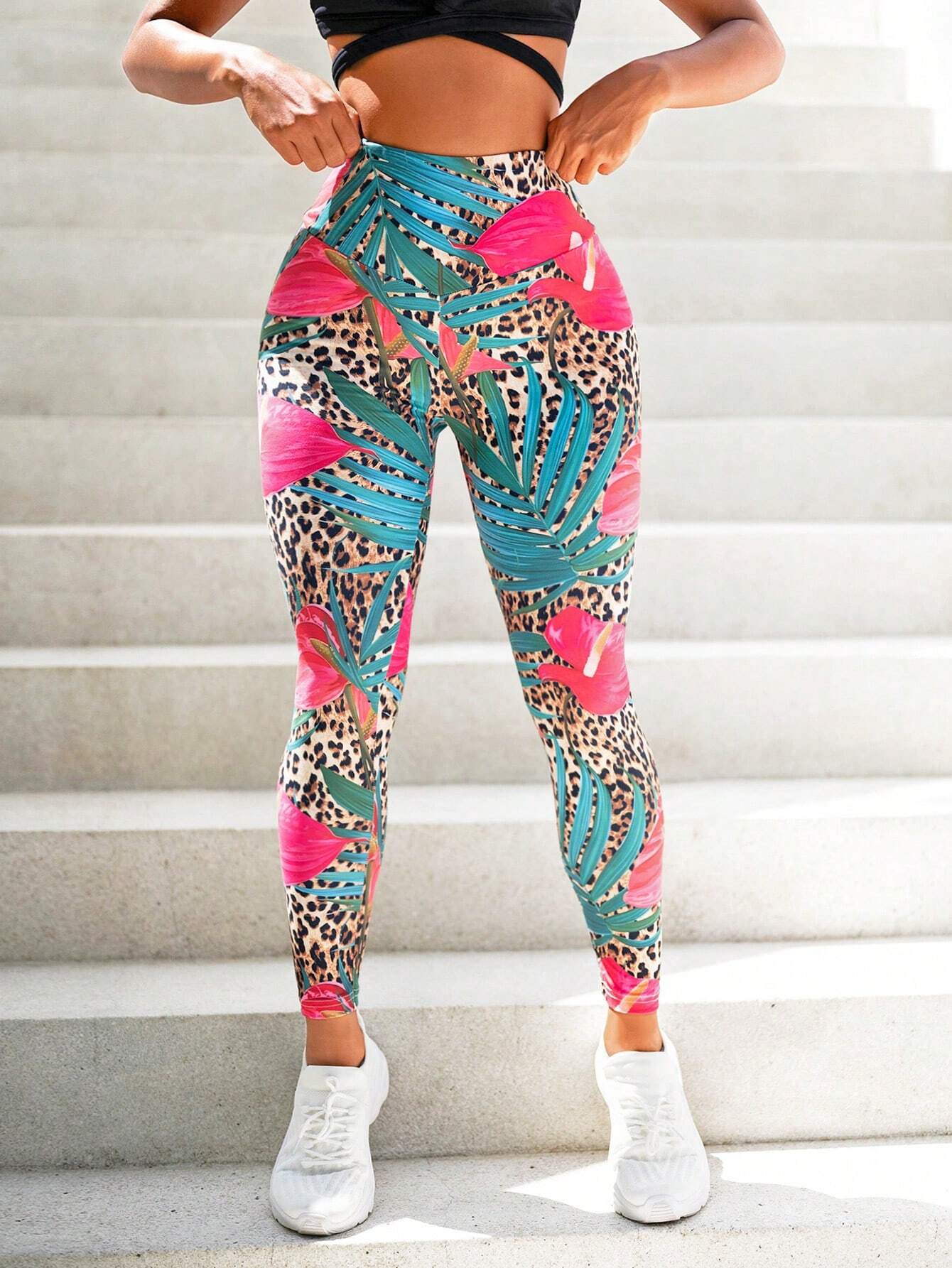 Sport Studio Mandala Print 7/8 Yoga Leggings Wideband Waist Gym Leggings