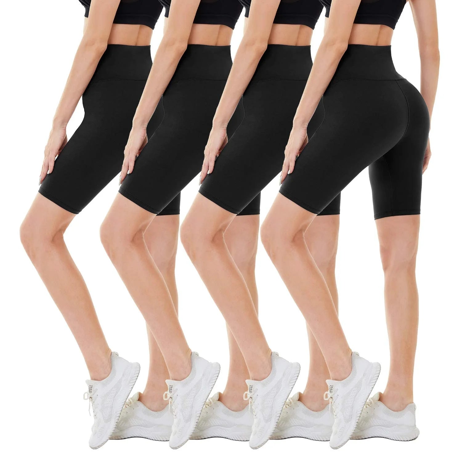 4 Pack Biker Shorts for Women – 8" High Waist Tummy Control Workout Yogacompression Exercise Shorts