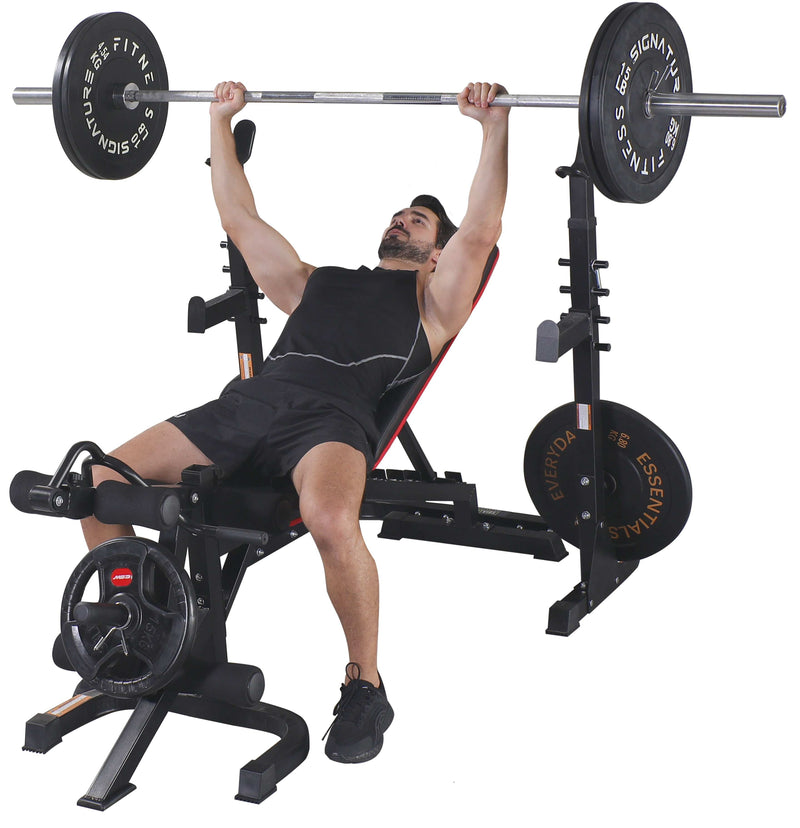 LX600 Olympic Workout Bench & Squat Rack - 850 lb Capacity - Blend Bazaar